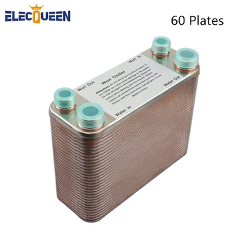 

60 Plate Wort Chiller,Stainless Steel 304 Garden Hose Thread Plate,HomeBrewing High Efficiency Plate Heat Exchanger,3/4 NPT Port