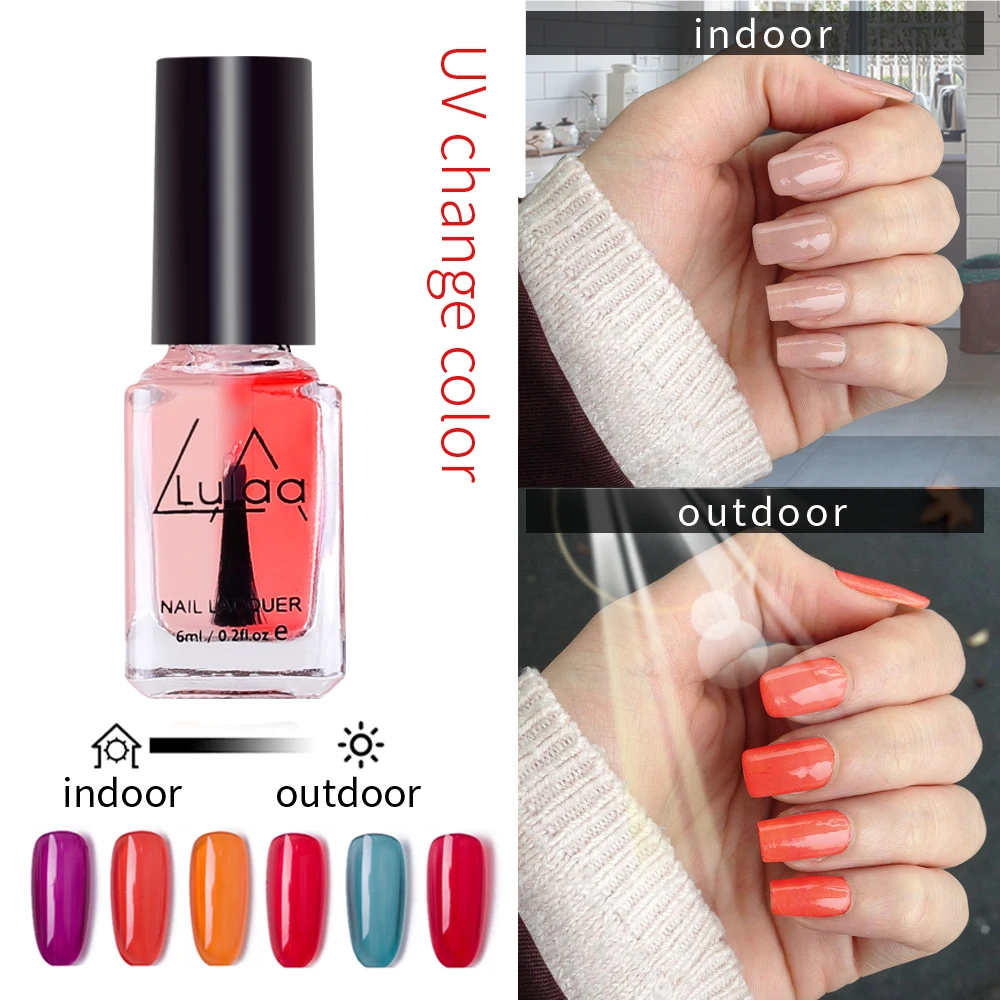 

LULAA Nail Polish 6 Colors Light Change Finger Color Nails Art Light Summer Gelpolish Temperature Changed Color Polish Nails Art
