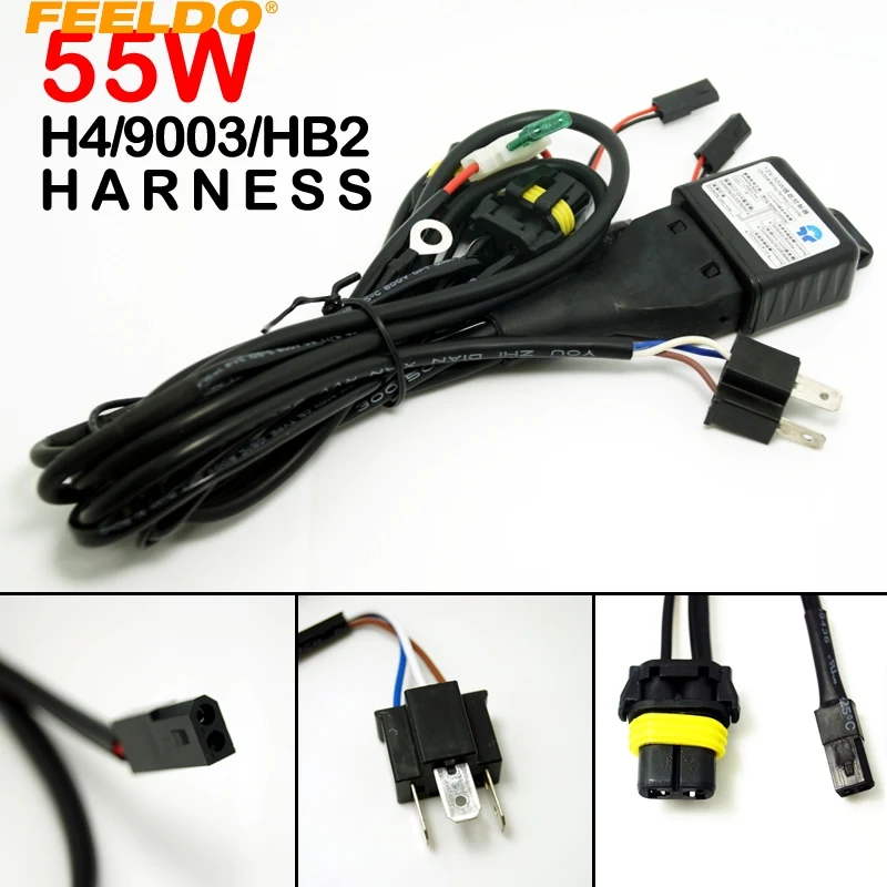 FEELDO 1 шт. 12 В 55 Вт H4/HB2/9003 Hi/Lo луч Bi-xenon релейный жгут для HID конверсионного комплекта