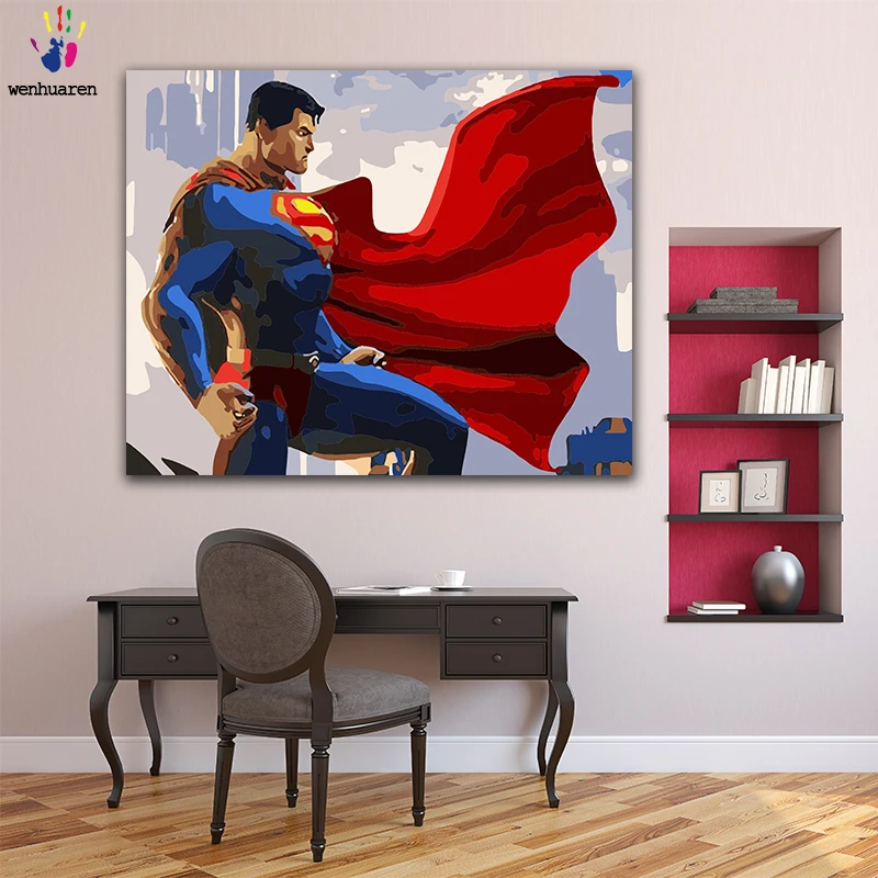 

DIY colorings pictures by numbers with colors Superhero character superman picture drawing painting by numbers framed Home