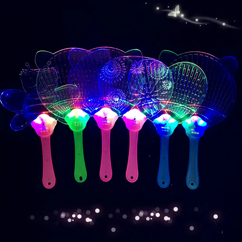 30pcs/lot New Design Night Light Crystal Fan Colorful Light Up Fan Led