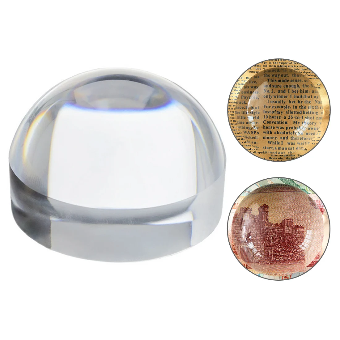 

6X 80mm Magnifier Crystal Acrylic Magnifying Glass Dome Paperweight Map Magnifying Tool for Reading Loupe