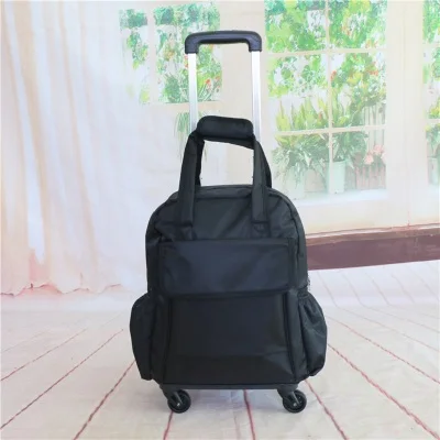 not Uninstall Women Travel Trolley Bags travel Backpack with wheel Rolling luggage trolley backpack waterproof Oxford Rolling Baggage Suitcase - Цвет: not Uninstall