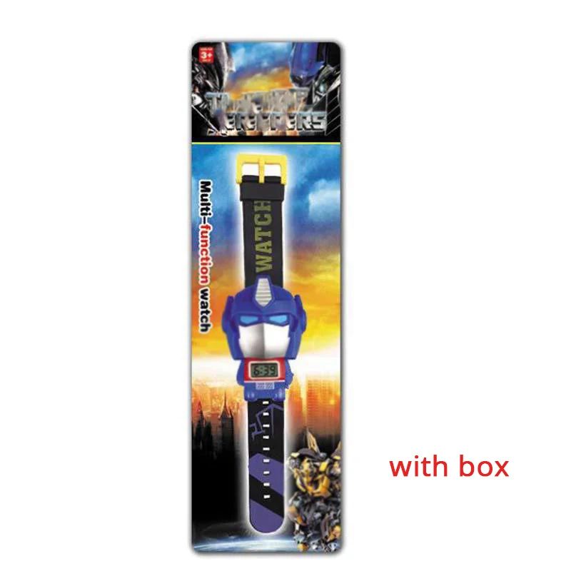 WITH BOX N Электронные Мультяшные детские часы с телескопической деформацией, Железный Человек-паук, детские наручные часы для студентов, мальчиков, девочек, детские наручные часы - Color: WITH BOX N