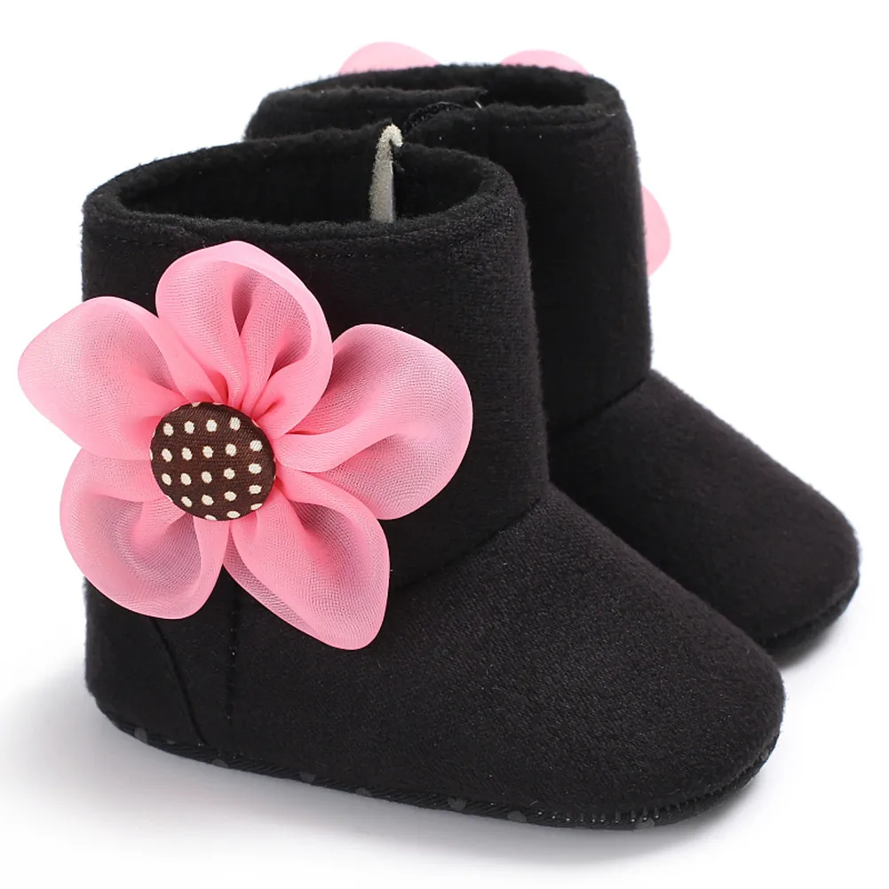 Одежда для маленьких девочек с бантом флис зимние ботинки для малышей; теплые ботинки; обувь в стиле принцессы Детская кроватка обувь детская Мокасины Обувь