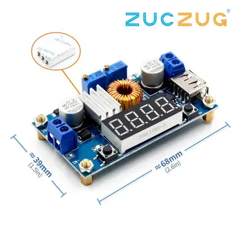 

DC-DC 5A Digital LED Drive Lithum Battery Charger Module CC/CV USB Step Down Buck Converter With Voltmeter Ammeter