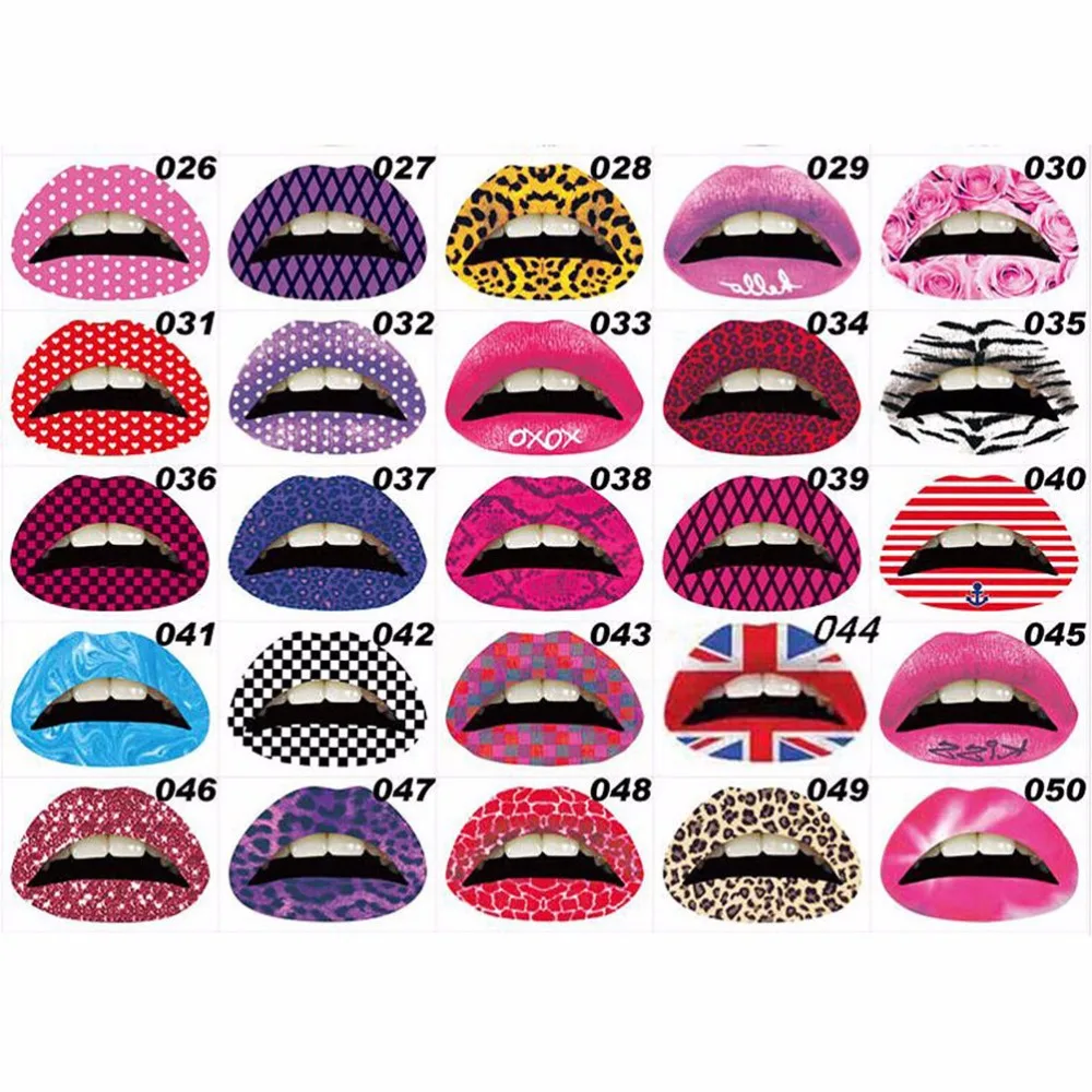 

3 Pcs Art Transfers Many Designs Colorful Fancy Dress Party Lip Makeup Random Color Temporary Lips Tattoo Sticker Lipstick