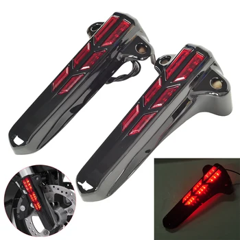

Black Motorcycle LED Light Front Lower Fork Leg Covers Case for Harley Accessories FLHR FLHX FLHT 2014-up