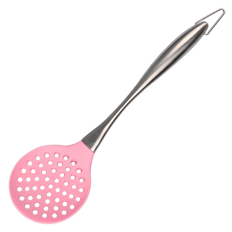 Pink/Black Stainless Steel Handle Silicone Cooking Tool Sets Egg Beater Spoon Spatula Turner Kitchenware Kitchen Utensils Sets