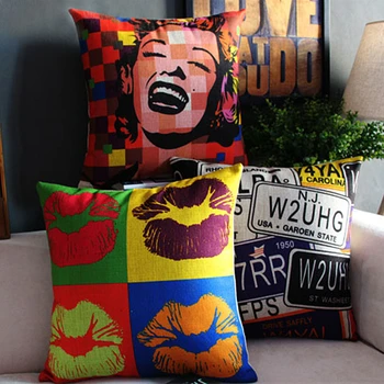 

Monroe Audrey Hepburn cushions for sofa Chaplin poster color pop cushion Hollywood office cotton linen cushion with fillings