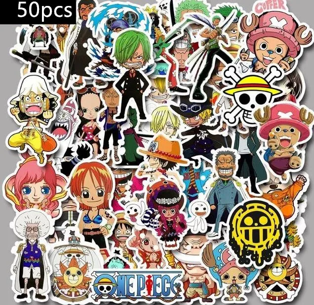 

50Pcs/Lot ONE PIECE Comic Luffy Graffiti Stickers For Laptop Luggage Backpack Home Decal Bicycle PVC Waterproof Decal Sticker