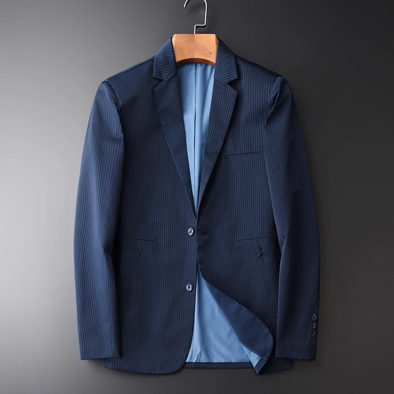 

Minglu New Arrival Fashion Yarn Dyed Dark Grain Fabric Mens Blazer Cassic Hight Quality Mens Jacket Plus Size M L XL 2XL 3XL 4XL