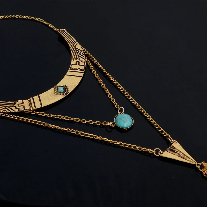 SHUANGR женские ювелирные изделия модное золото/натуральный серебристый цвет Каменные Бусы Ожерелья 2 слоя многослойные ожерелья для женщин