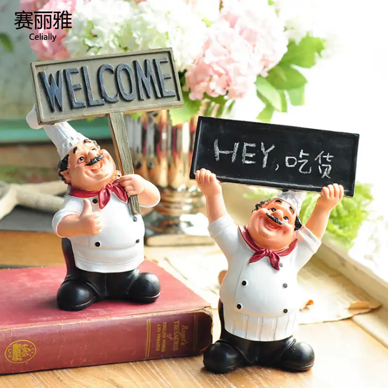 Resin Chef Figurine 1pc Fashion Creative Cafe Kitchen Decor 1pc Fashion Creative Cafe Kitchen Chef