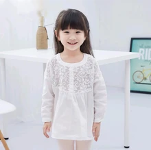 Free shipping 2016 New girls lace white blouses children cotton shirts embroidery wholesale 16082201