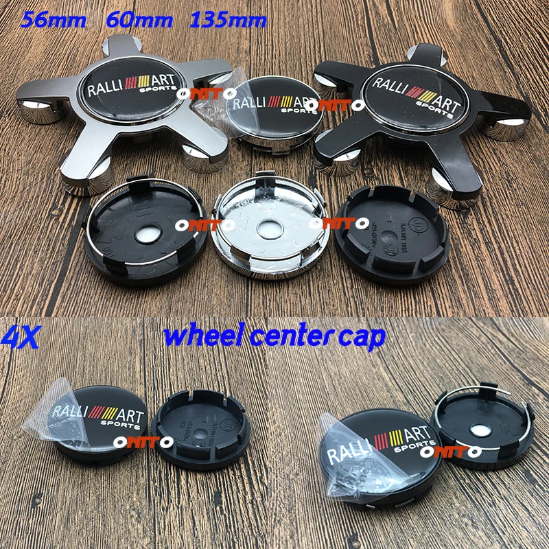 

Free Shipping Car Styling 56mm 60mm 135mm 4X Wheel Center Cap Rim Cover Hub Cap 2.2" Ralli Art Emblem Accessorie for mitsubishi