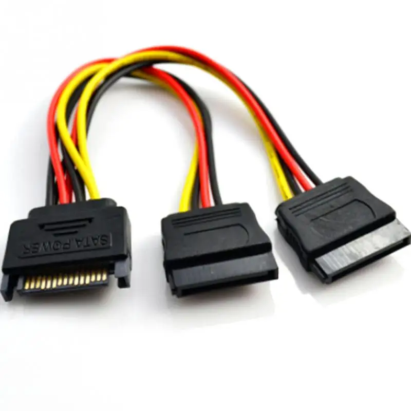 

20cm 15 Pin SATA Power Cable Male to Female 2 SATA Splitter 90 Degree Power Adapter Cable