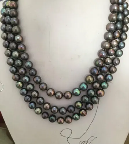 

Miss charm Jew866 10-11mm Australian south sea black pearl necklace 48inch