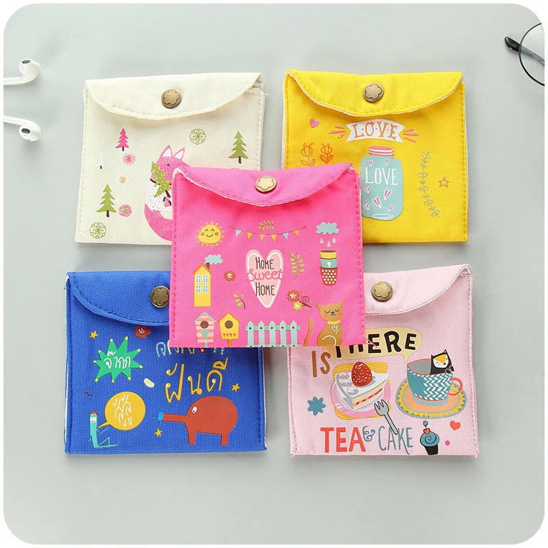 1 Ps Fashion Brief Cute Colourful Design Earphone Coin Data Line Sanitary Towel Home Office Drawer Organizers Storage Bag