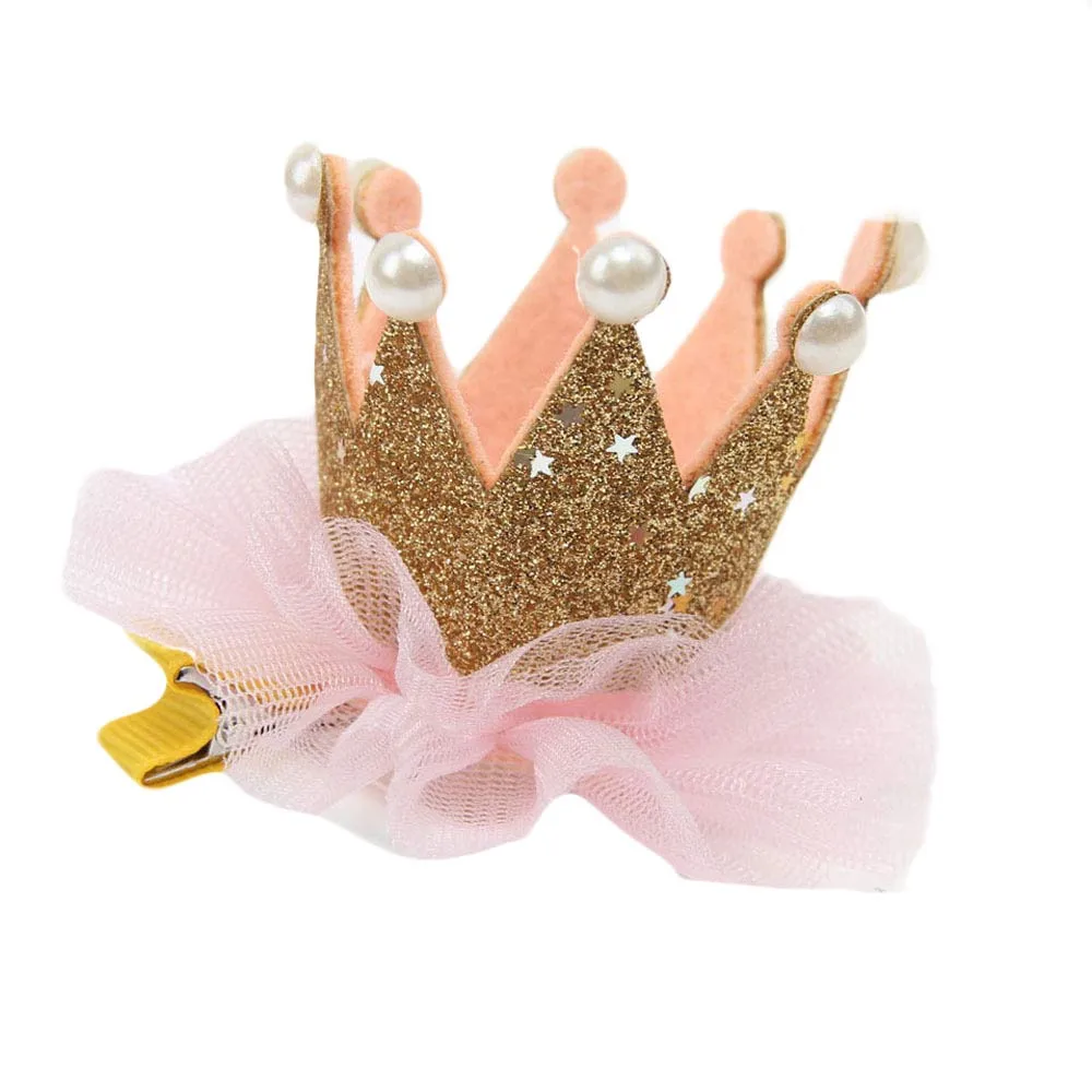

New Cute Crown Princess Hairpin Kids Girls Hair Clips Bows Barrette Flowers motifs Accessories for Children Headdress Hairgrips