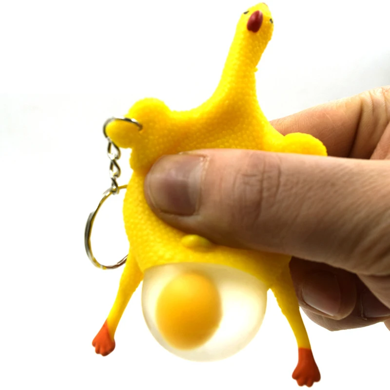 

Funny & Novelty Kids Birthday Gift Fidget Sensory Toy Chicken Laying Egg Keychain Party Favor For Children Pinata Filler