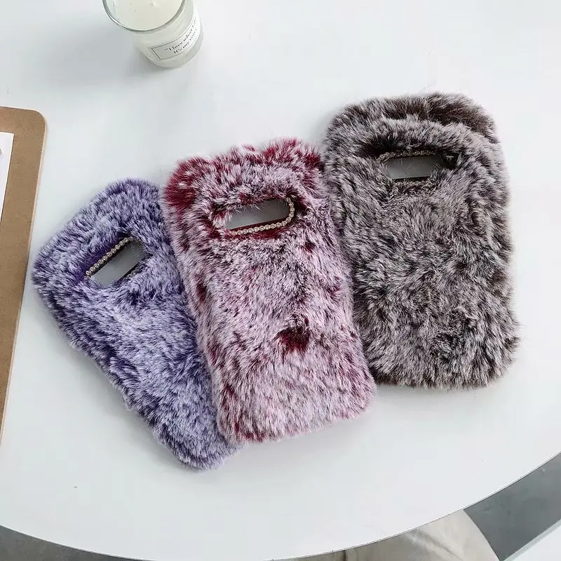 

Cute Warm Rabbit Fur Plush diamond Phone Case For samsung S10 Plus Lite Lovely Cute Furry Soft TPU hair Back For Samsung M10 M20