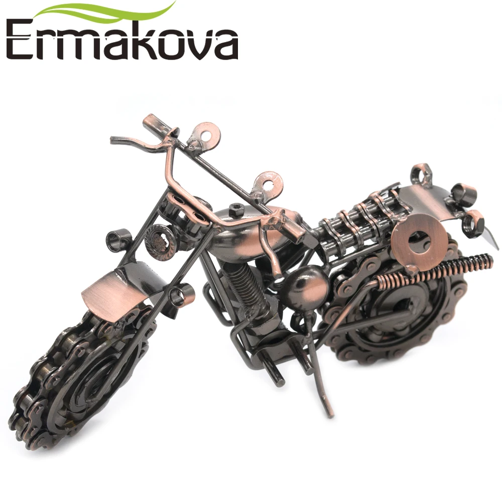 ERMAKOVA 21 см(8,") винтажная модель мотоцикла Ретро фигурка двигателя Железный мотоцикл реквизит ручной работы подарок для мальчика Детская Игрушка Декор для дома и офиса