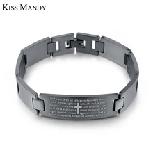 Initial for Men Stainless Steel Bracelets with Cross Bible Verses Word Jewelry Gift for Nazarene Christian FB24