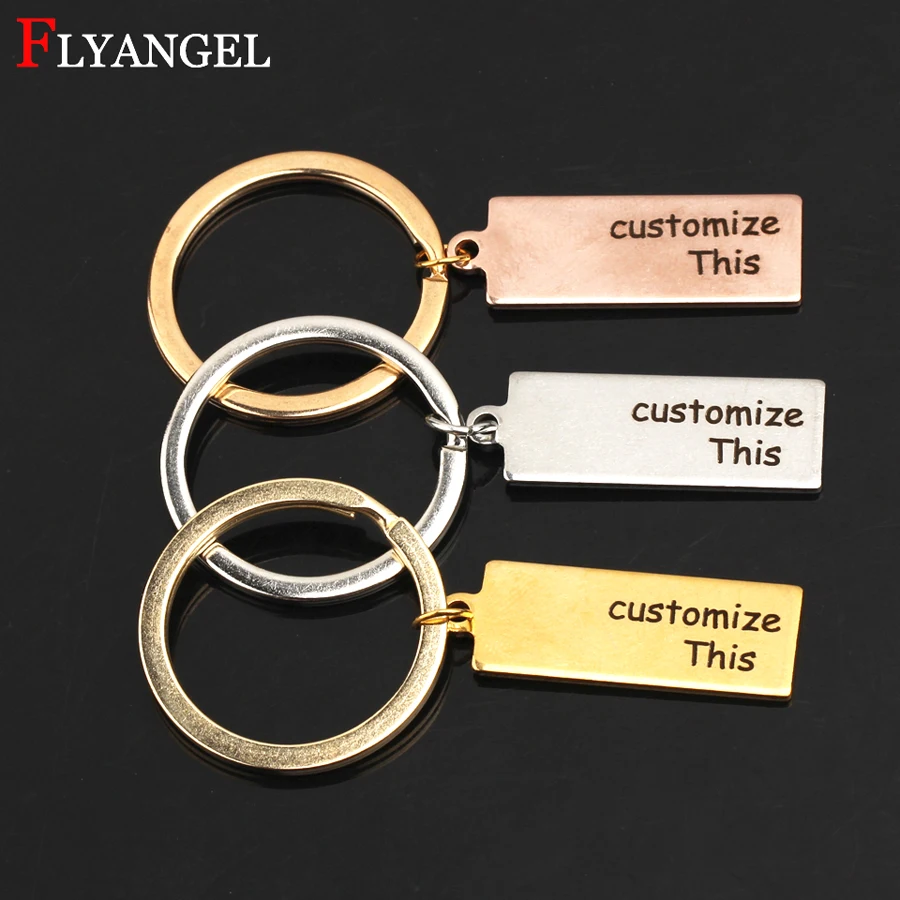 Custom Personality Key Chain Engraved Words Name Date Fashion Women Men Jewelry Stainless