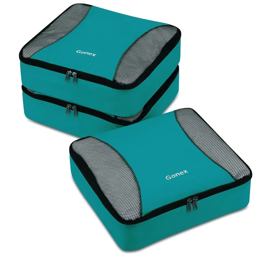 Gonex 9 قطعة/المجموعة السفر حقيبة التخزين حقيبة الأمتعة المنظم شنقا زيبلوك خزانة خزانة الملابس ضغط مكعبات تعبئة