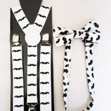 Новые модные женские унисекс белые усы Эластичные подтяжки и галстук-бабочка наборы мужские