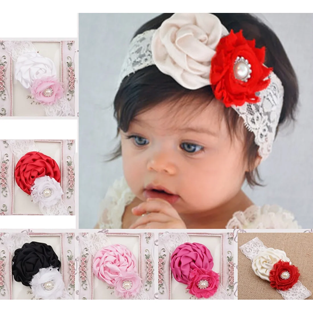 Matt Cotton Lace Yarn Flower Headband Hair Band Colorful Lovely Simple