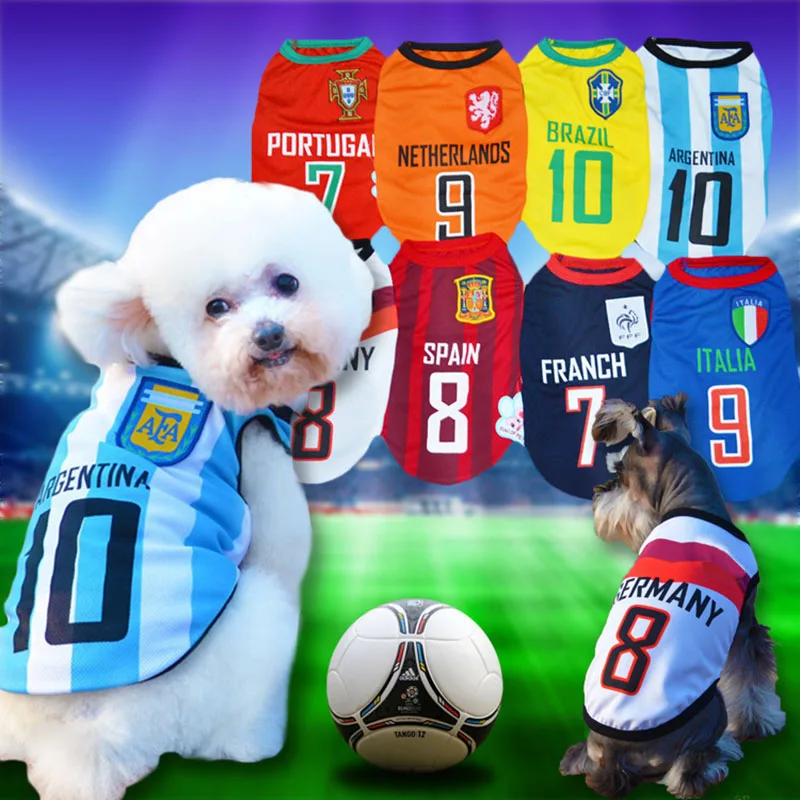 8 Country World Cup Soccer Jersey For Dog Cool Breathable Dog Vests