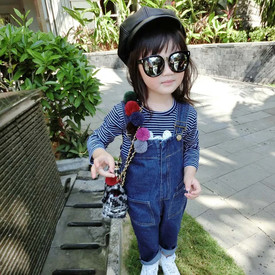 Kids Girls Dungarees Cotton Denim Jeans Pants Overalls Jumpsuit Trousers Fashion