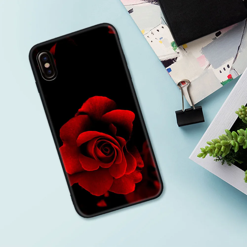 Чехол Finder TPU чехол для телефона для iPhone X 6 6s 7 8 Plus красная роза Romatic чехол оболочка для iPhone 5 5S SE XR XS MAX цветочный чехол - Цвет: 01