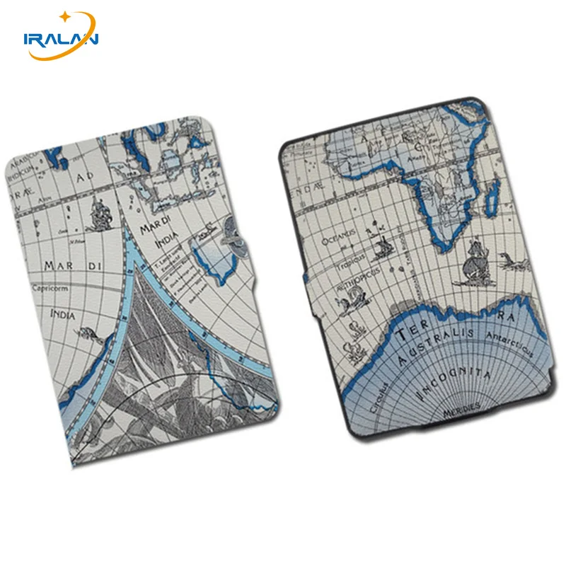 

2017 new Ultra-slim Map Painted PU Leather Cover Case for Amazon Kindle Voyage 6.0" Tablet Smart Protective E-Book 6.0 inch+pen