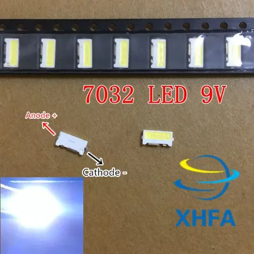 500 шт./лот 7032 SMD боковые светодиодные бусины холодный белый 1 Вт мА 9 В для ТВ/ЖК