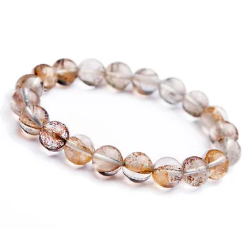 

Genuine Natural Yellow Transparent Petrified Wood Tree Crystal Stretch Charm Round Bead Women Bracelets 10mm