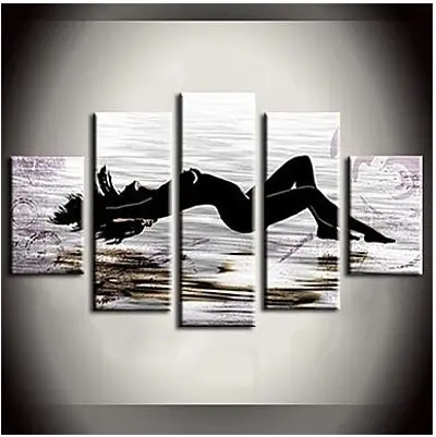 

5 Panels Beauty Sea Beach Nude Women Oil Painting Wall Art Modern Canvas Art Wall Decor Stretched Frame Ready to Hang