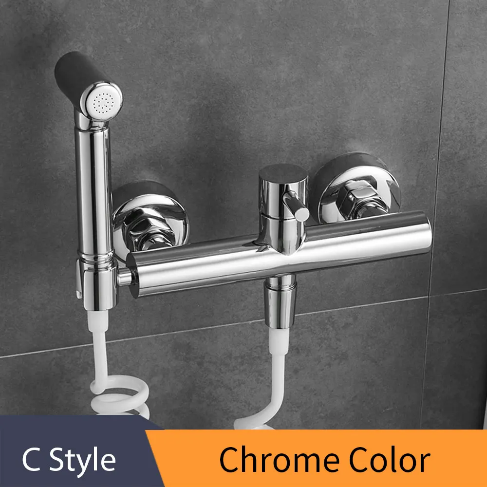 C Style Chrome Угол для унитаза, биде, медный, одиночный, холодный, для ванной комнаты, для туалета, для душа, дующий распылитель, насадка для биде, кран для ванной комнаты, оборудование 811103 - Цвет: C Style Chrome
