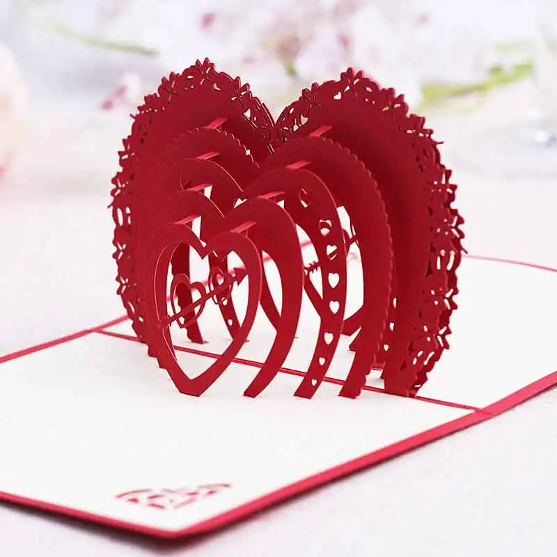 3D открытка-раскладушка подарок на день Святого Валентина открытка наклейки на конверте свадебные приглашения Поздравительные открытки юбилей для нее