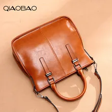 QIAOBAO женская сумка-мессенджер натуральная кожа Повседневная сумка женская дизайнерская сумка винтажная воловья сумка на плечо