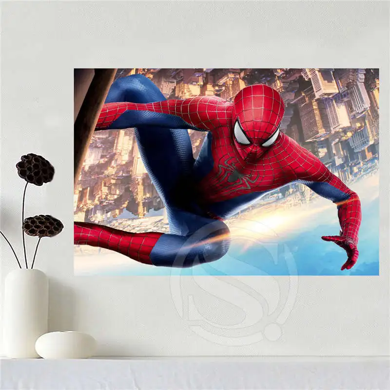 

Custom canvas Spider Man poster home decoration cloth fabric wall poster print Silk Fabric Print SQ0619