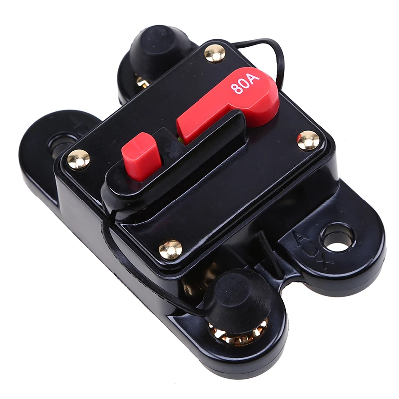 80A AMP Car Audio Inline Circuit Breaker Fuse Holder DC12V 14V System Protection Black Car