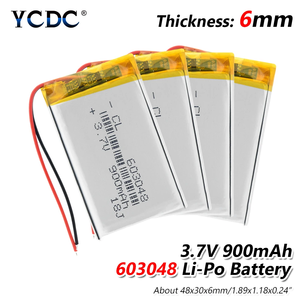 Перезаряжаемый 3,7 V 900mAH 603048 полимерный литий-ионный/литий-ионный аккумулятор для дрона dvr mp5 gps mp3 mp4 PDA psp power bank динамик - Цвет: 4Pcs