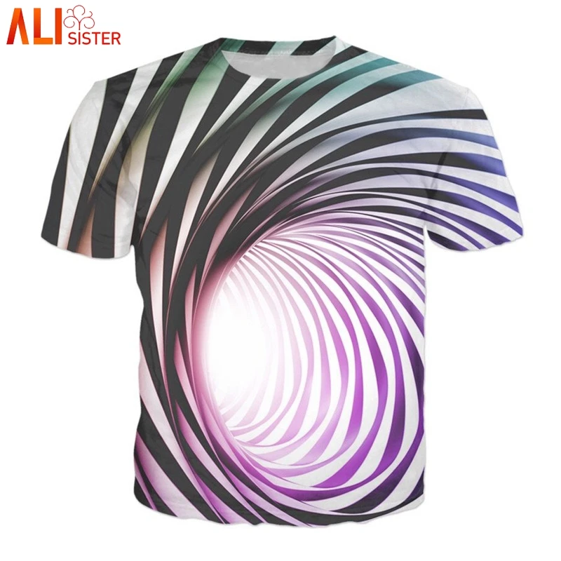 Alisister raya vórtice 3d camiseta hombres mujeres Verano de manga corta hipnosis Funny T-shirts Hombre Camisetas Hombre