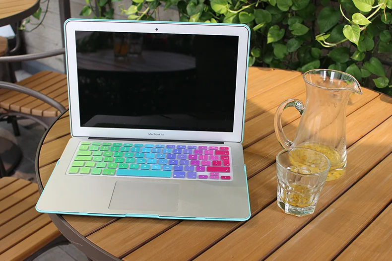 Градиентные цвета радуги силиконовые Великобритании/ЕС/США раскладка клавиатуры протектор крышки наклейки пленка для Macbook Air 13 Pro retina 13 15 17