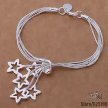 AH185 серебряный браслет, посеребренные модные ювелирные изделия Висячие пять пятиконечной звезды/btrakkya dgdalxka