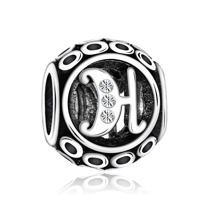 Btuamb Высокое качество Кристалл полый круглый письмо шарм для браслета Pandora браслеты ожерелья для женщин подарок на день рождения DIY ювелирные изделия - Цвет: Style 21