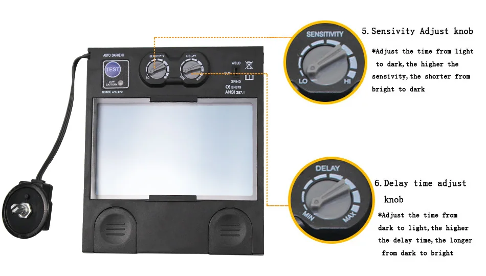 Профессиональная сменная батарея 4 датчика Солнечная Авто Затемнение/затенение шлифования Tig дуговой сварки шлем/очки для сварки/маска/крышка фильтр объектива